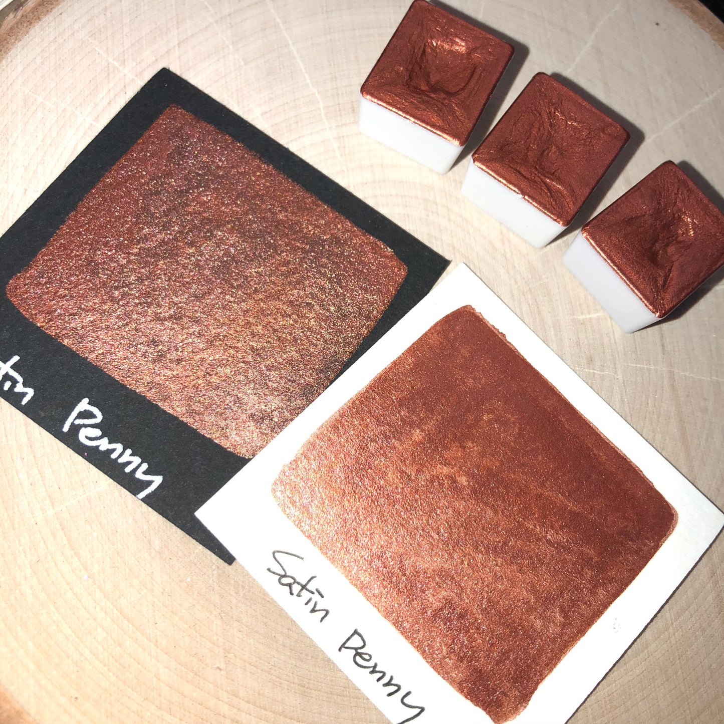 Satin penny red watercolor paints half pan