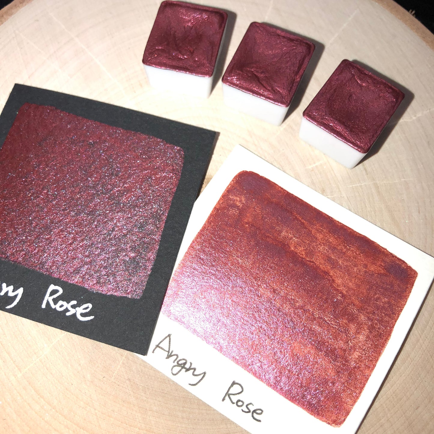 Angry rose pink watercolor paints half pan