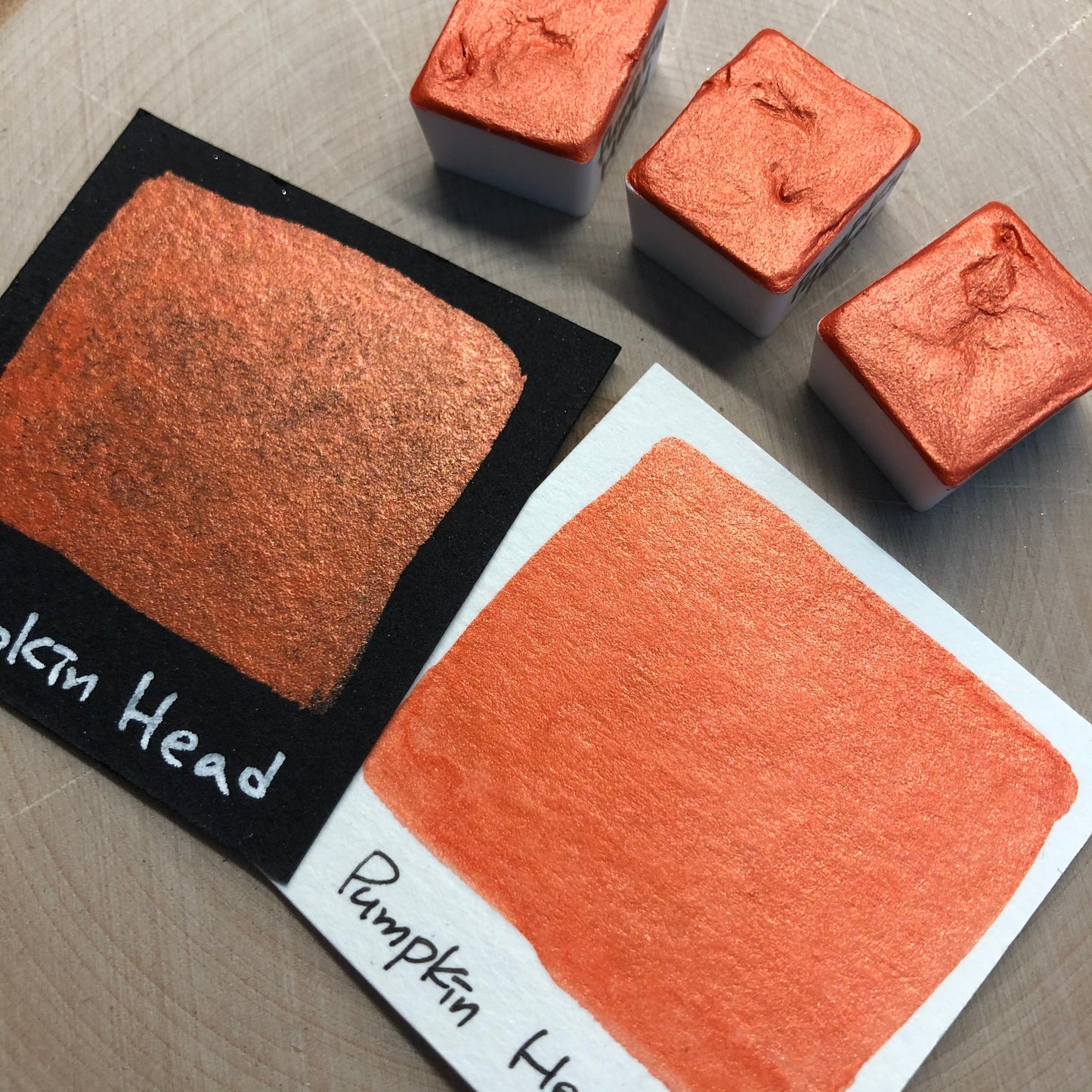 Pumpkin head orange watercolor paints half pan