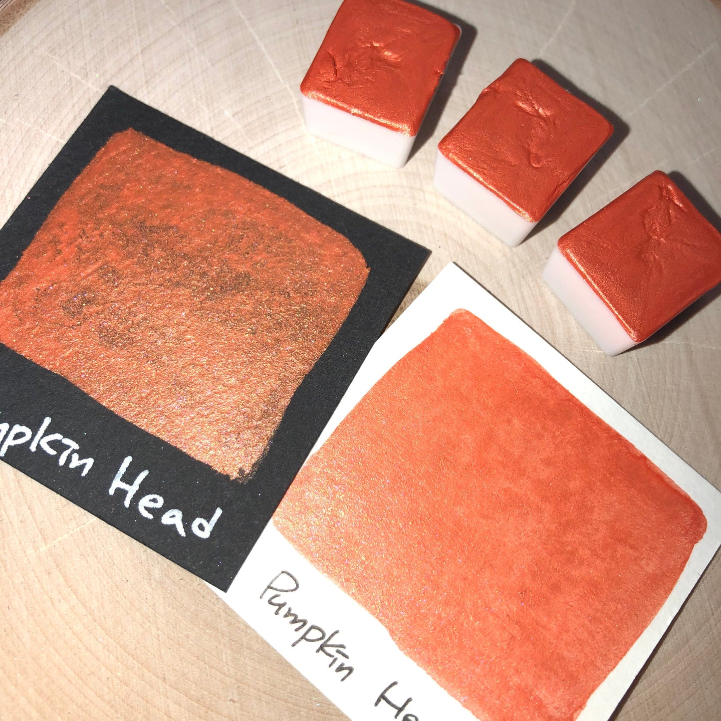 Pumpkin head orange watercolor paints half pan