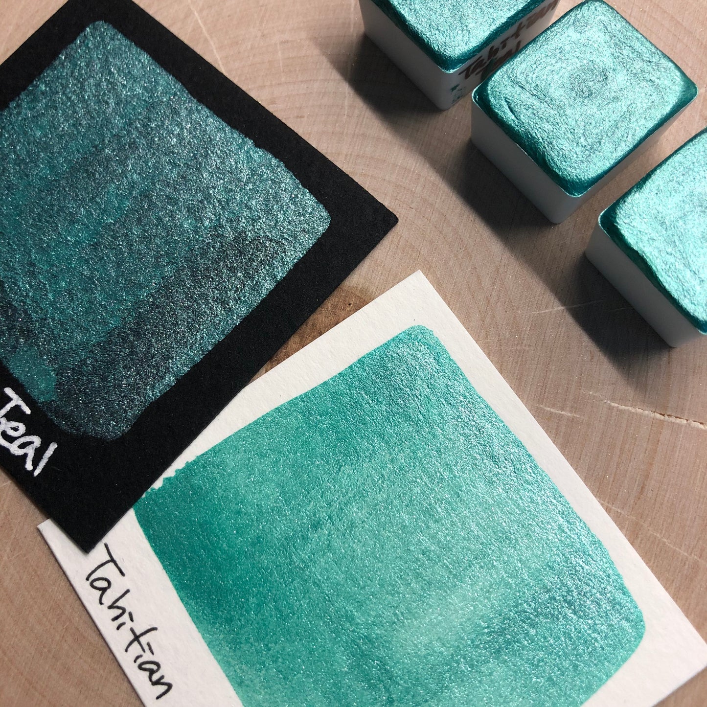 Tahitian teal watercolor paints half pan