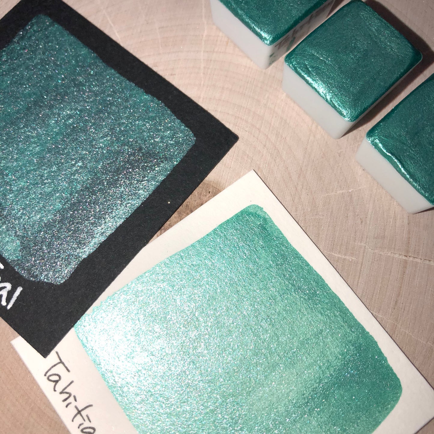 Tahitian teal watercolor paints half pan