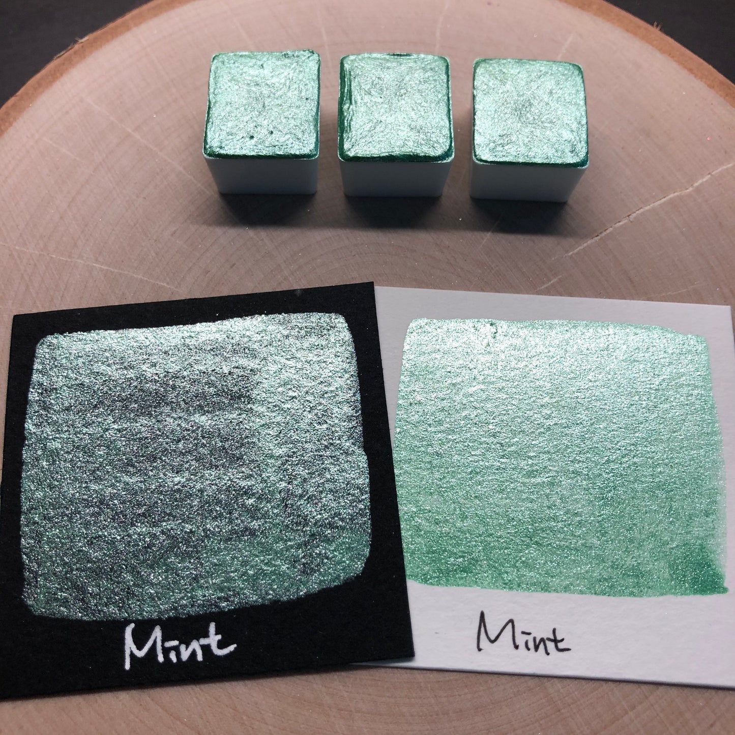 Mint teal watercolor paints half pan