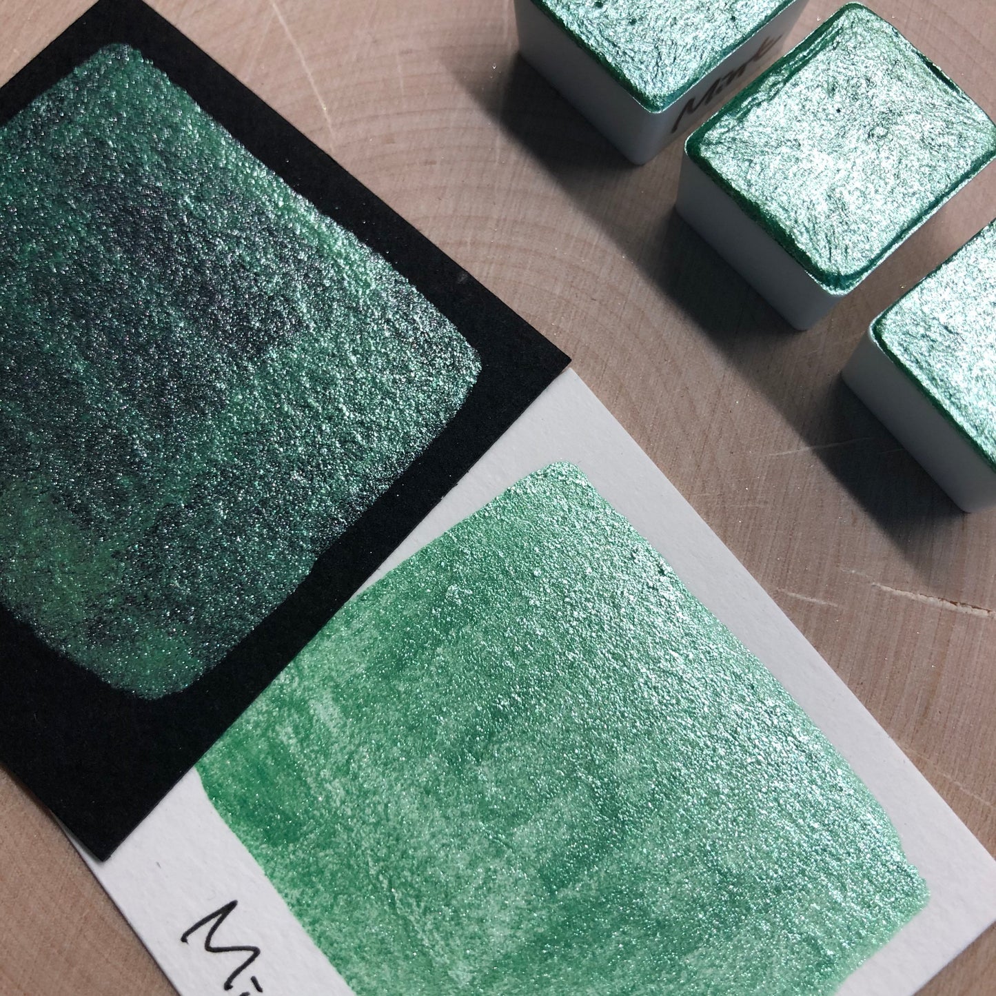 Mint teal watercolor paints half pan