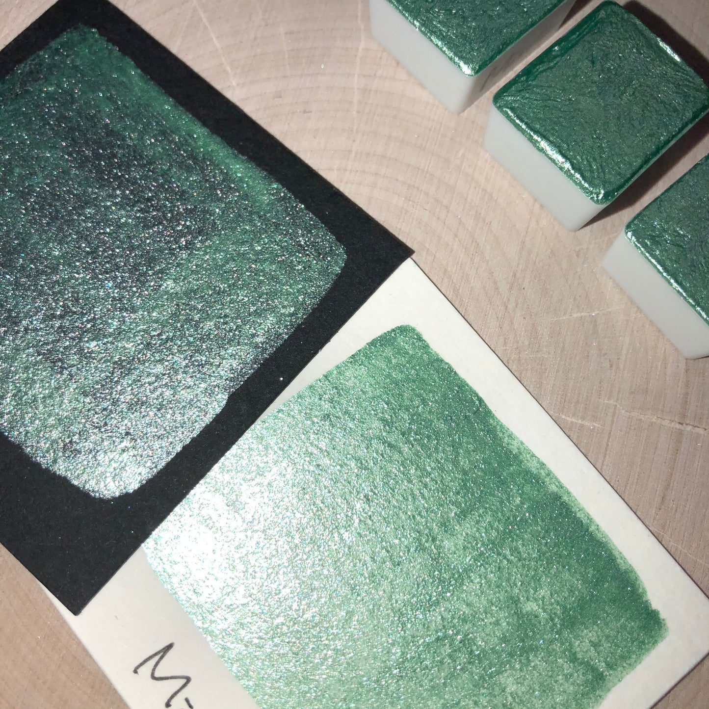 Mint teal watercolor paints half pan