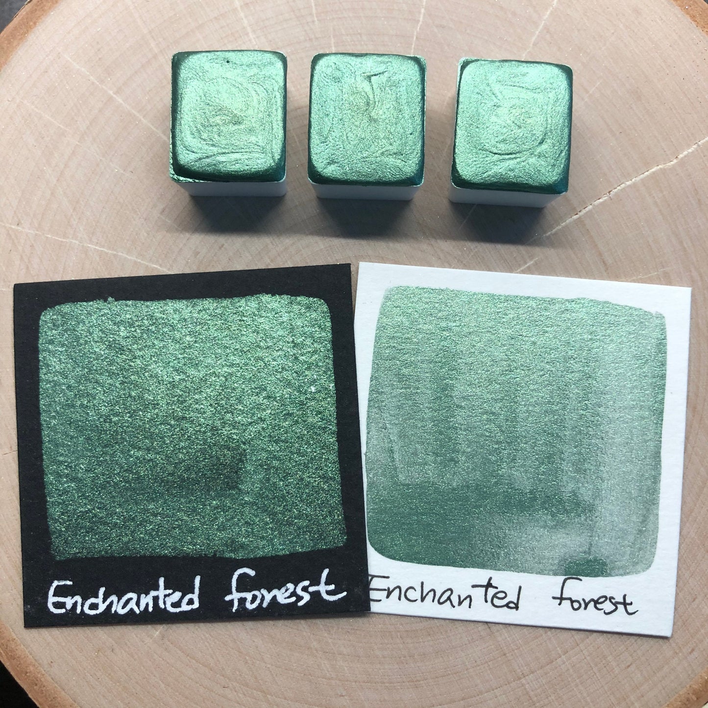 Enchanted forest green watercolor paints half pans