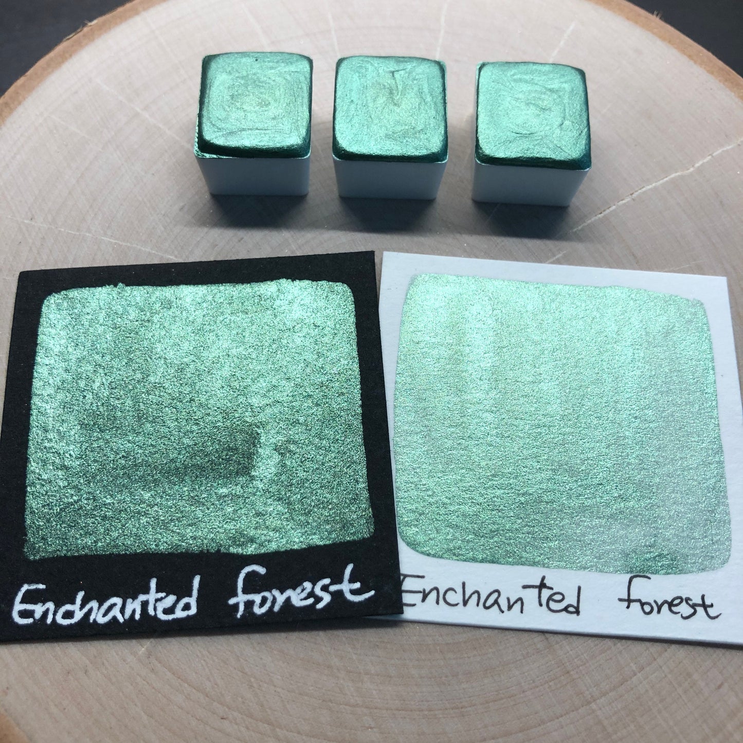 Enchanted forest green watercolor paints half pans