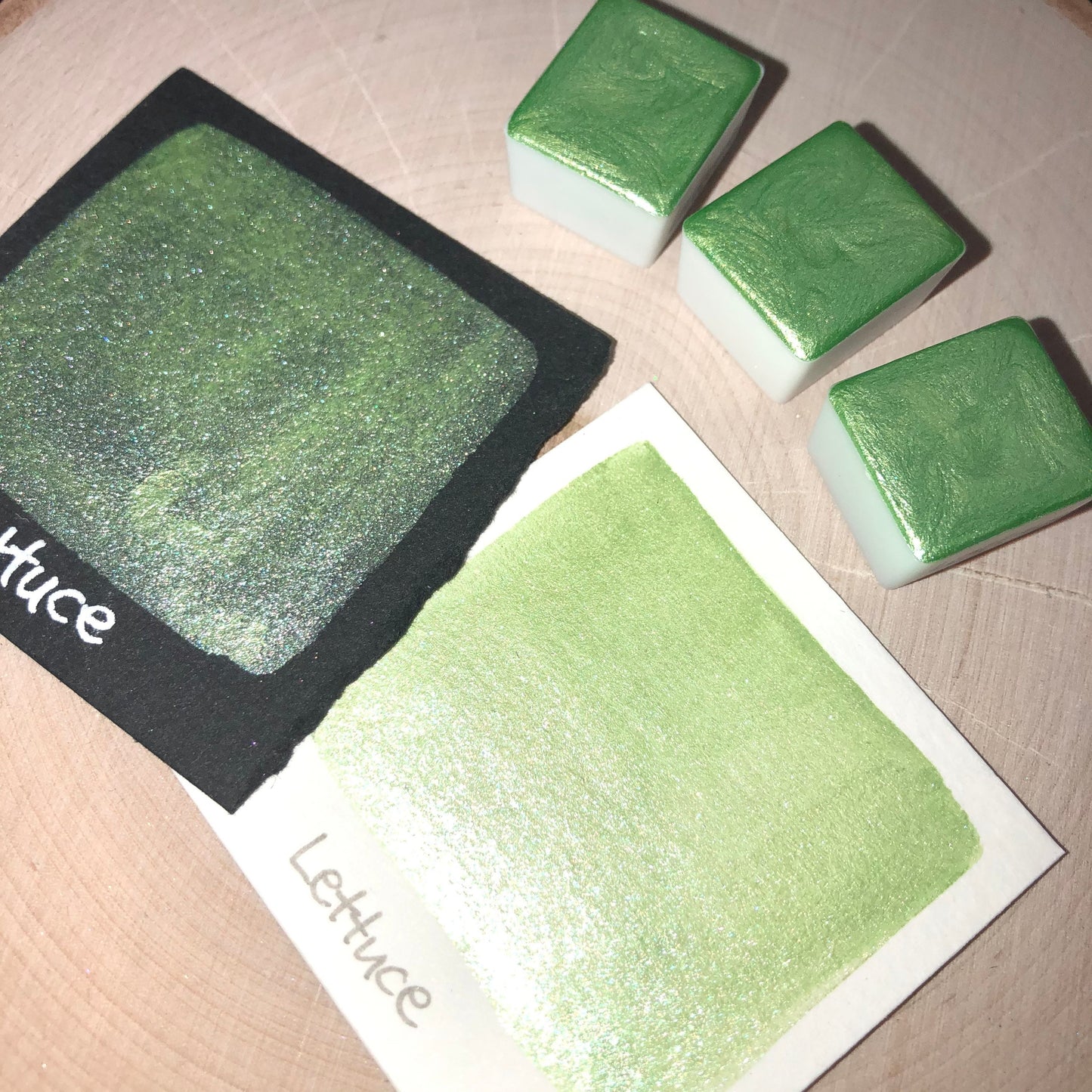 Lettuce green watercolor paints half pans