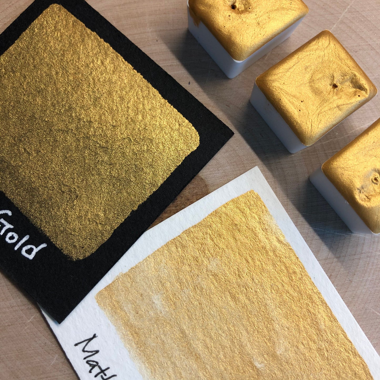 Matte gold watercolor paints half pans