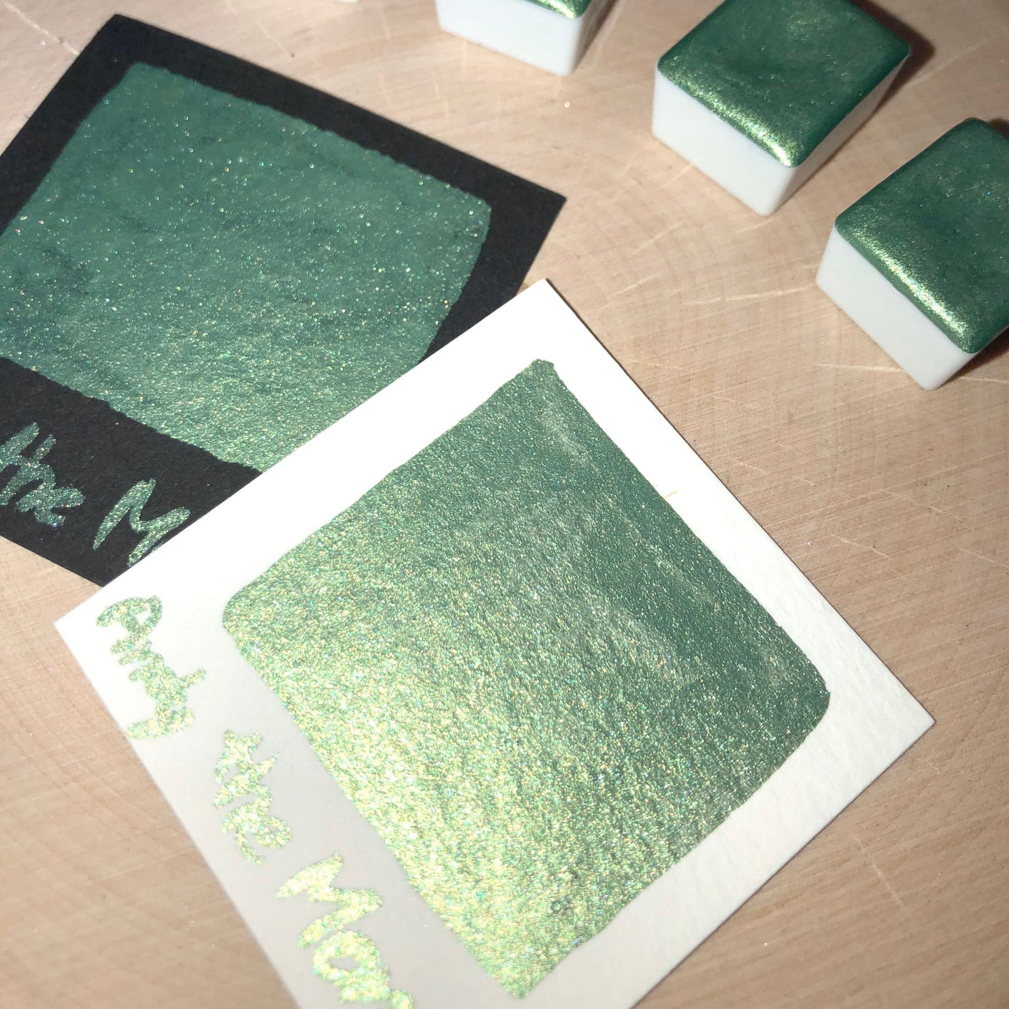 Andy the Money green watercolor paints half pan