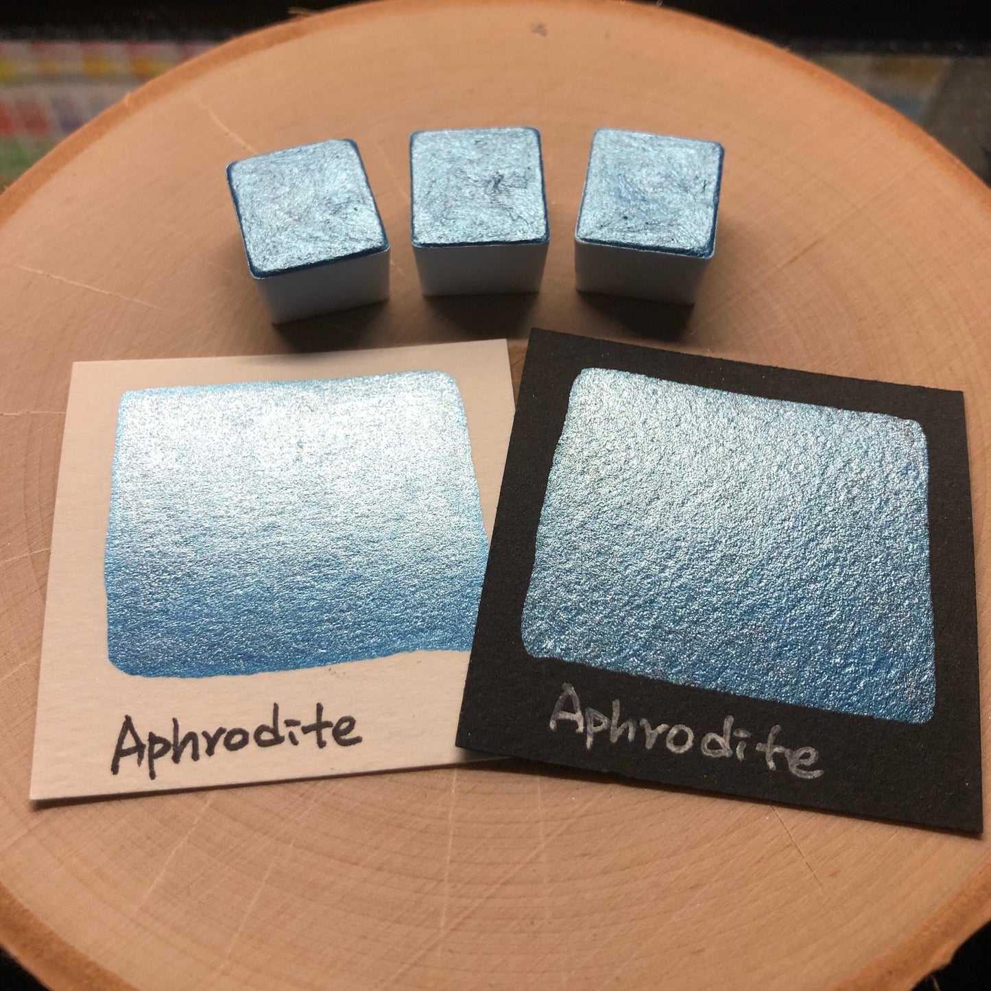 Aphrodite blue watercolor paints half pan