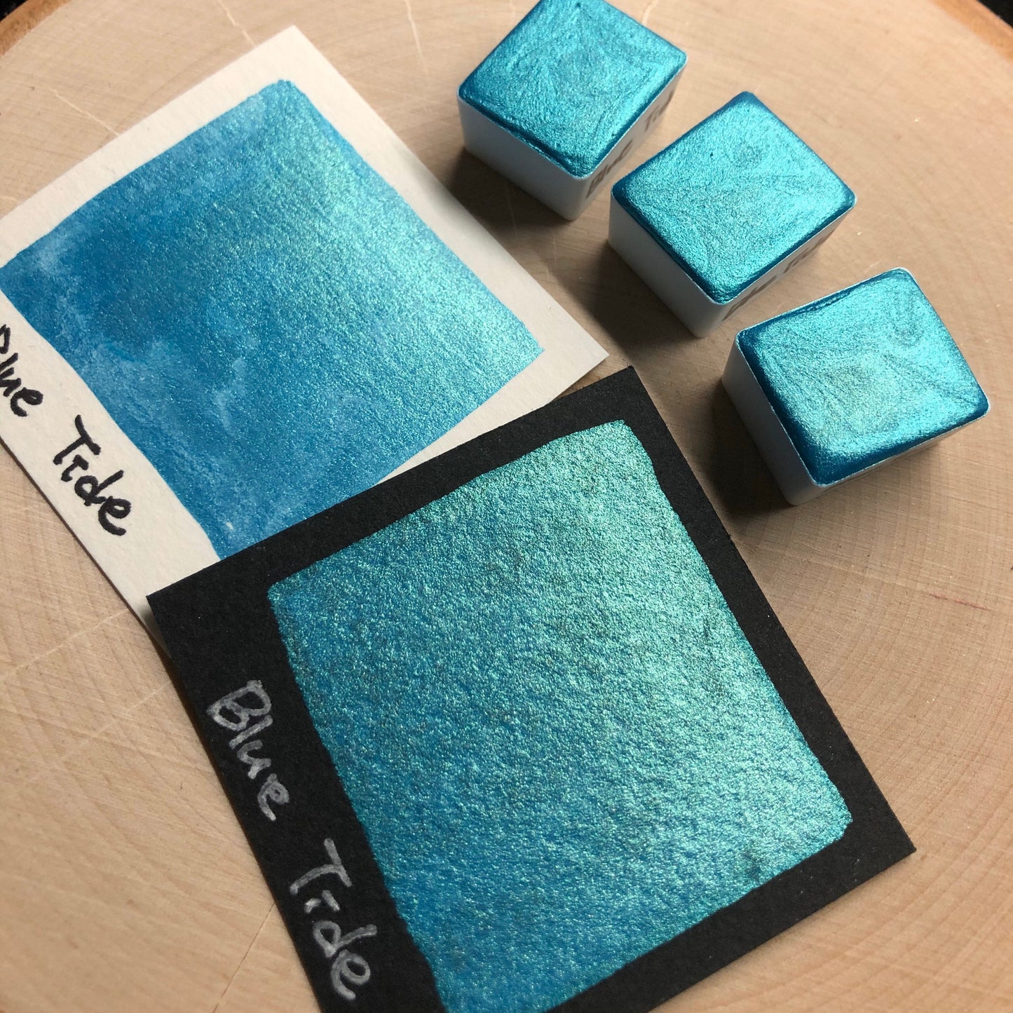 Blue tide teal watercolor paints half pan