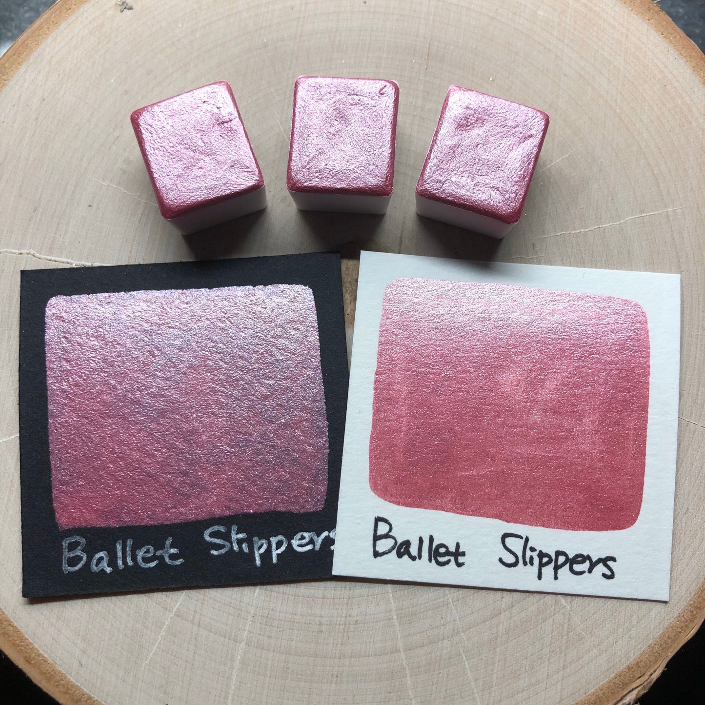 Ballet slippers pink watercolor paints half pans