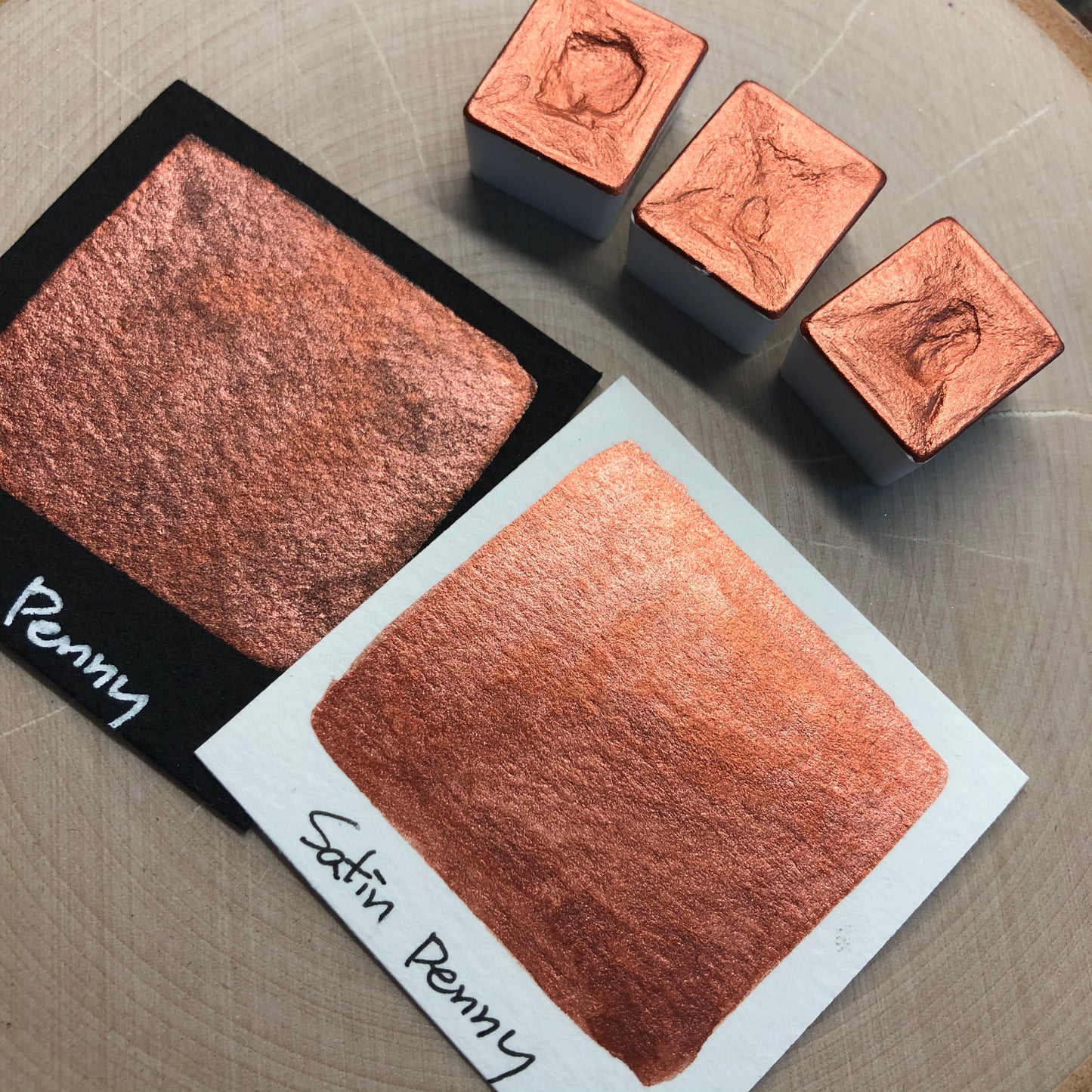 Satin penny red watercolor paints half pan