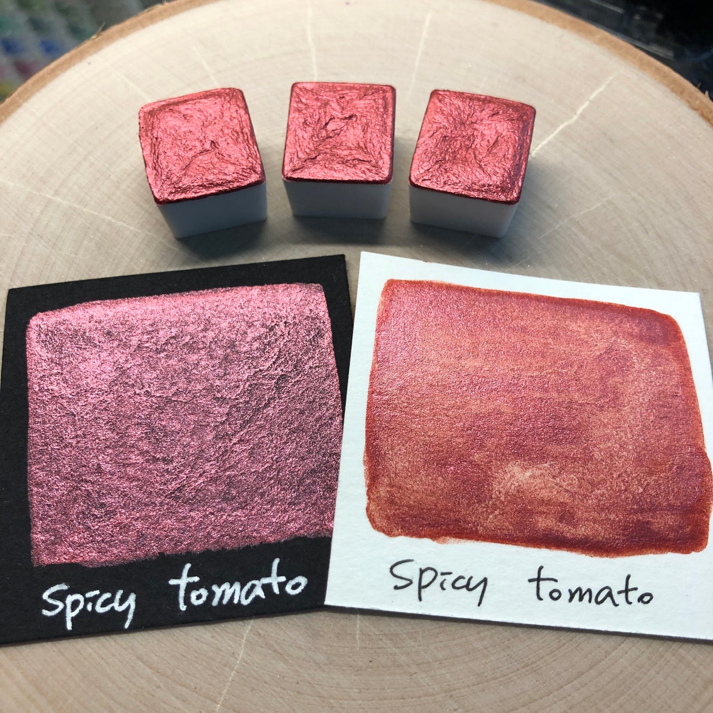 Spicy tomato red watercolor paints half pans
