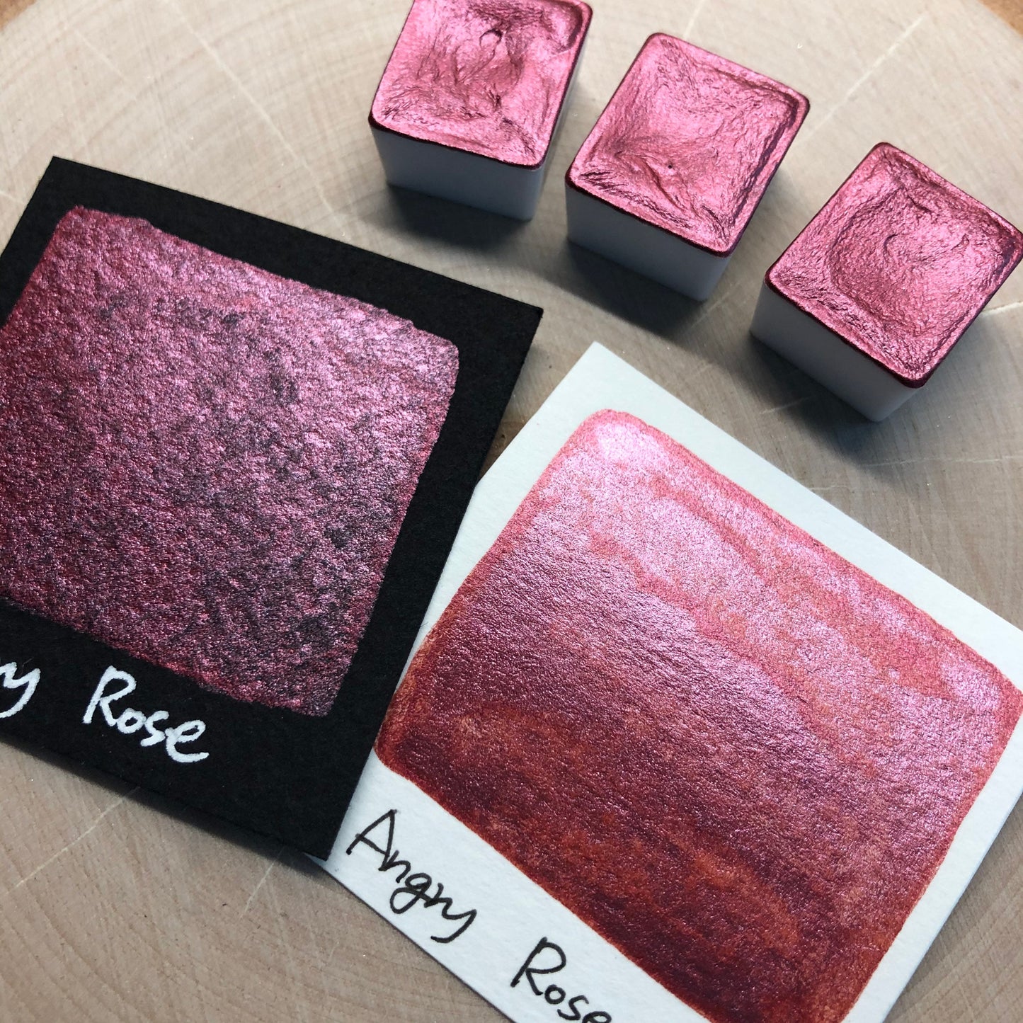 Angry rose pink watercolor paints half pan