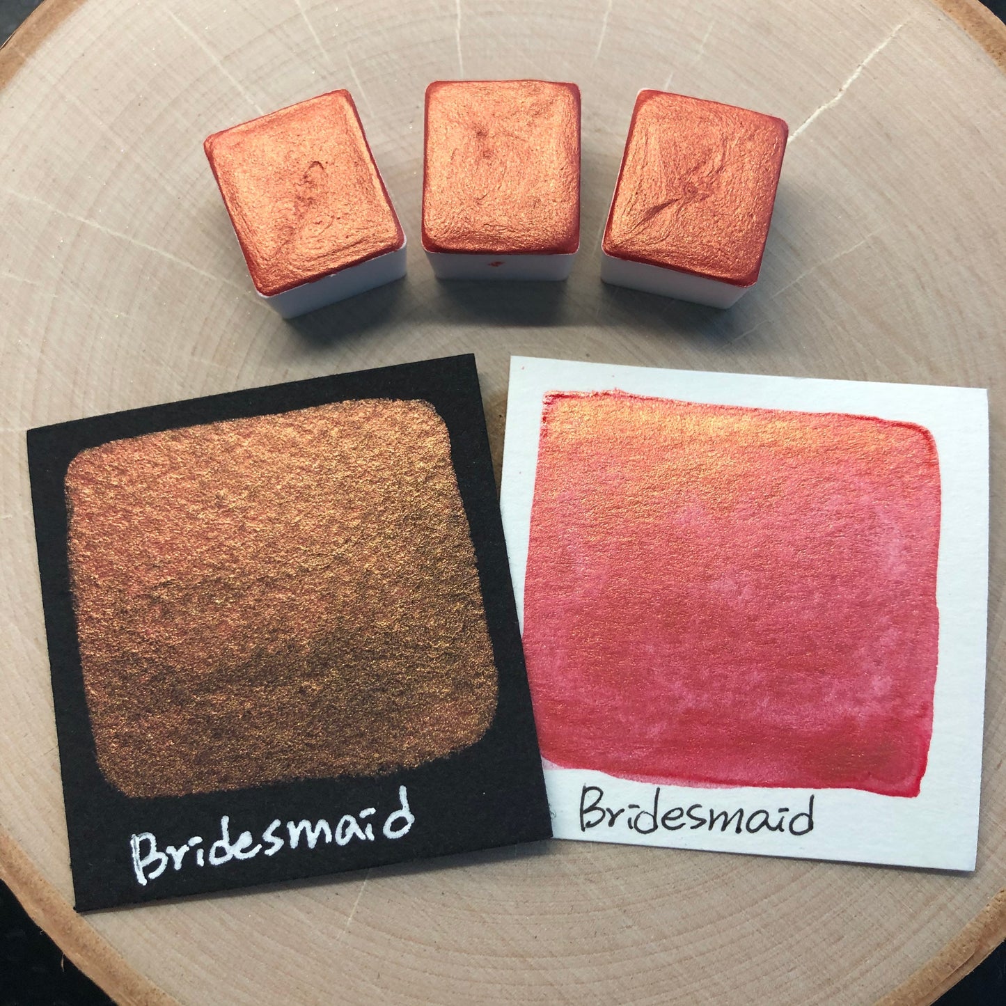 Bridesmaid orange watercolor paints half pans