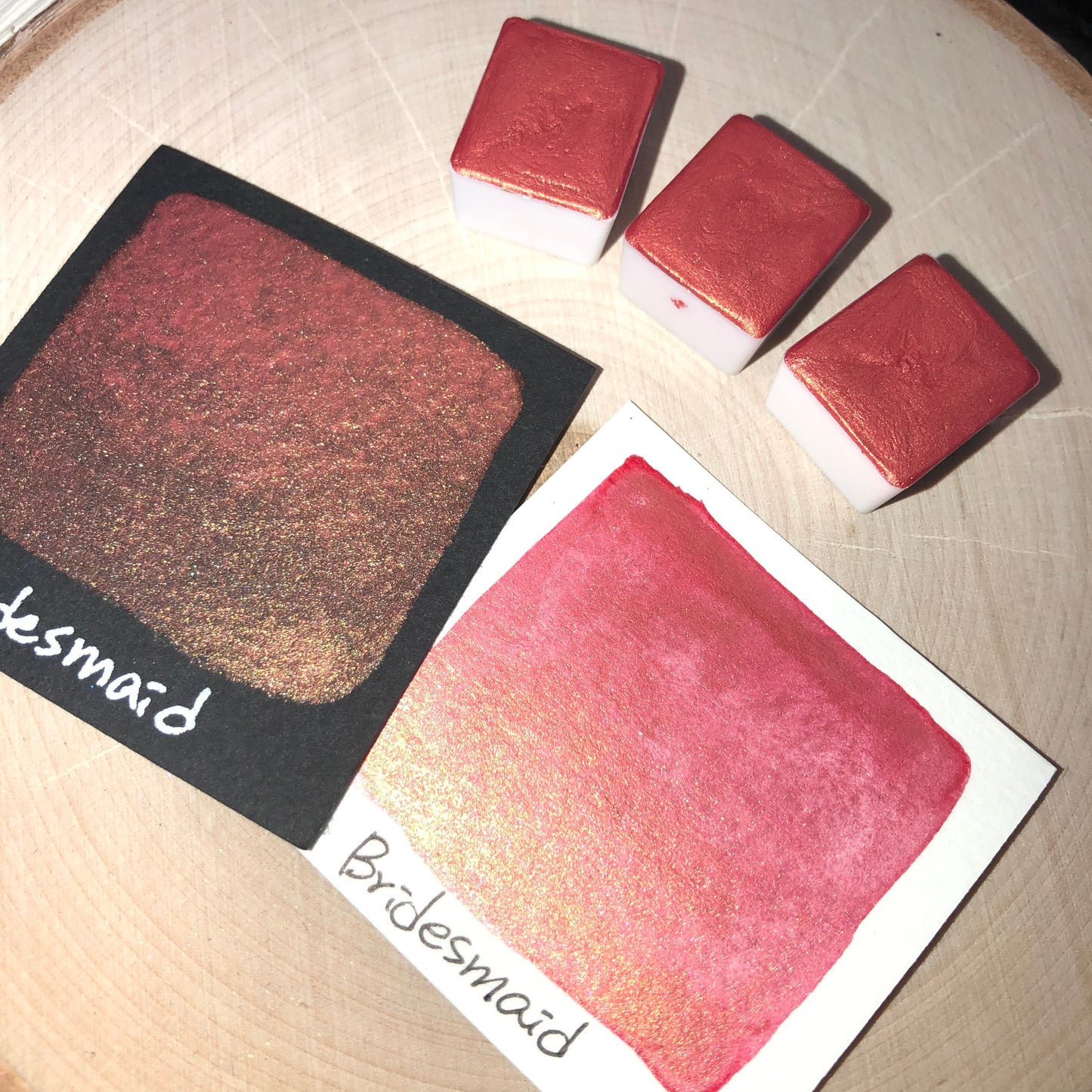 Bridesmaid orange watercolor paints half pans