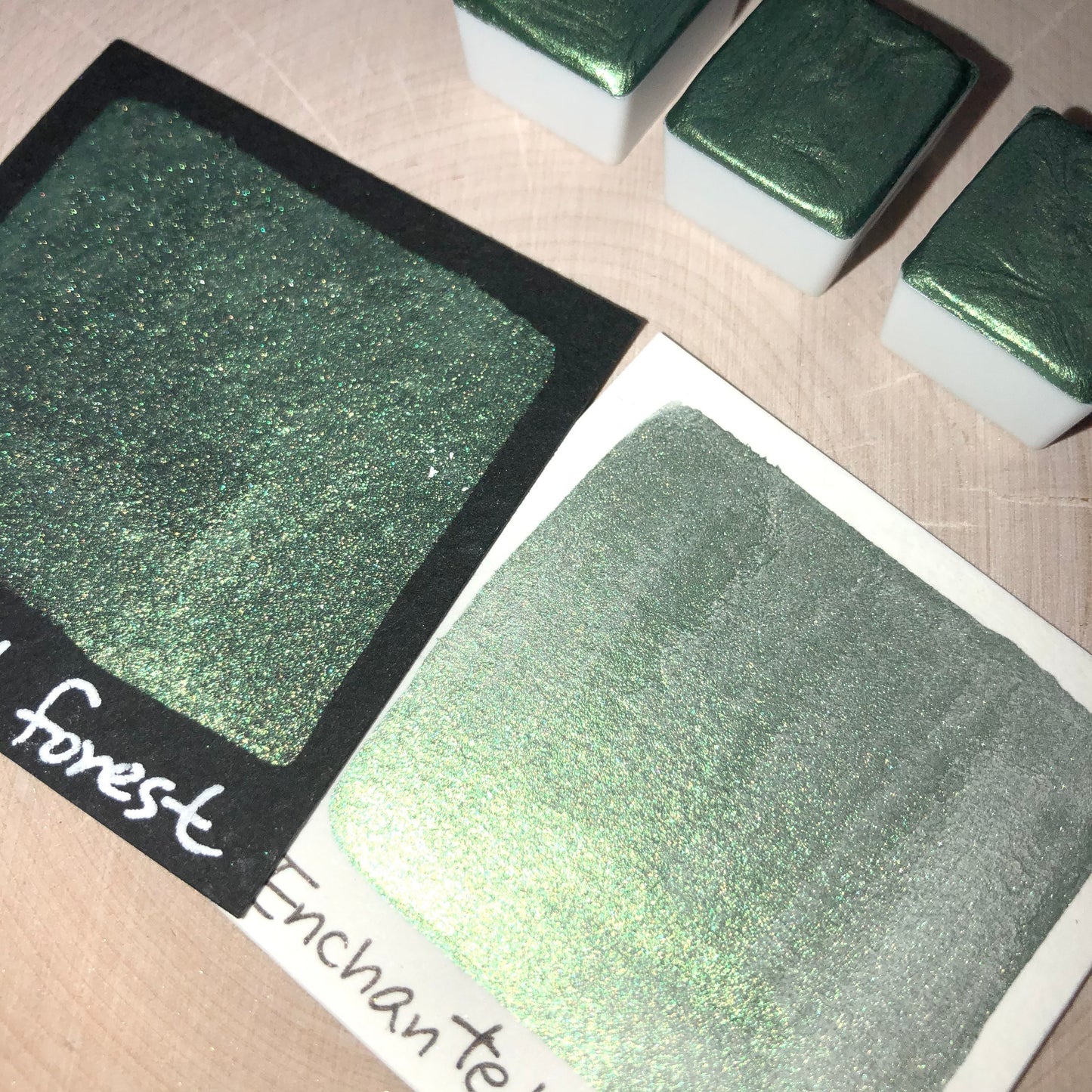 Enchanted forest green watercolor paints half pans