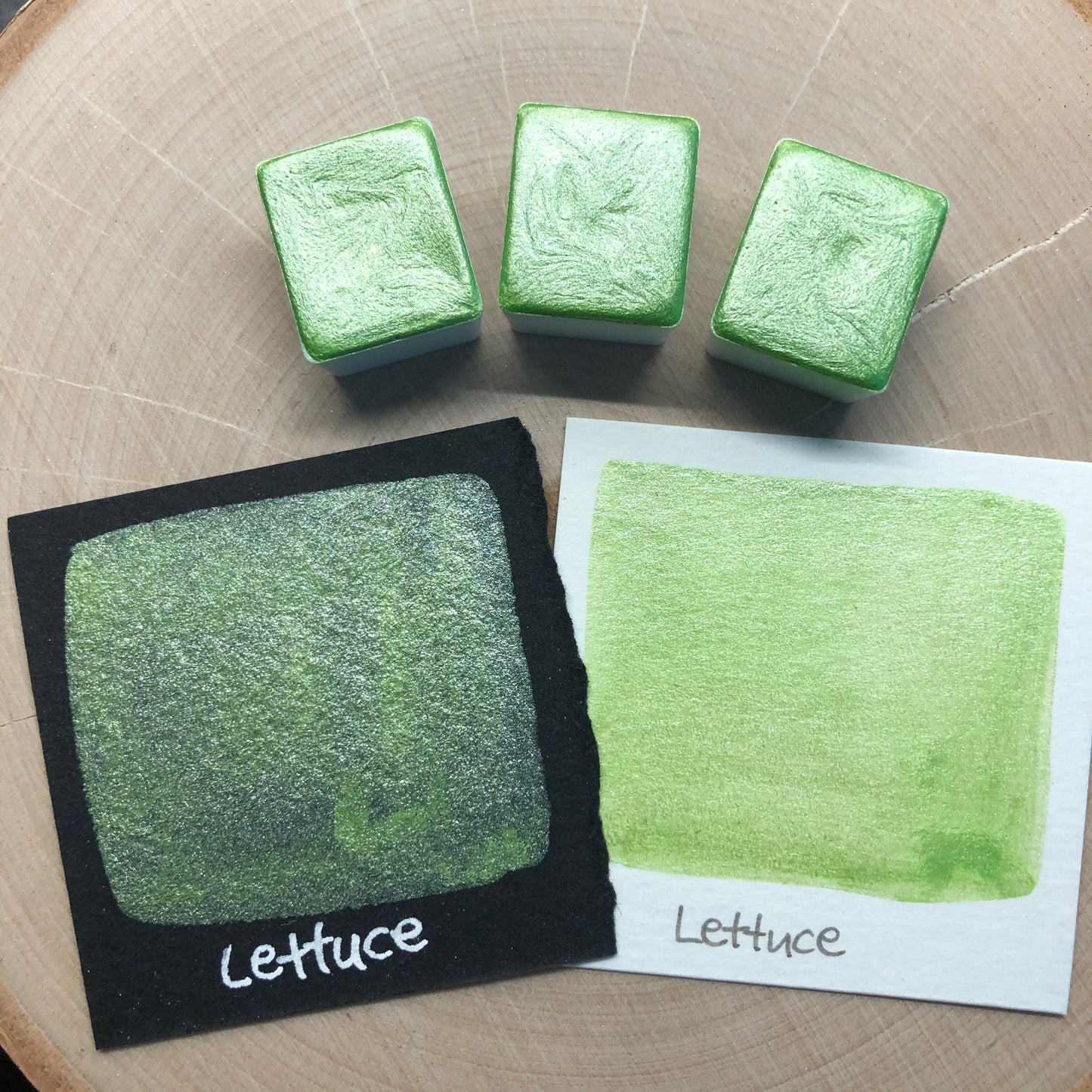 Lettuce green watercolor paints half pans
