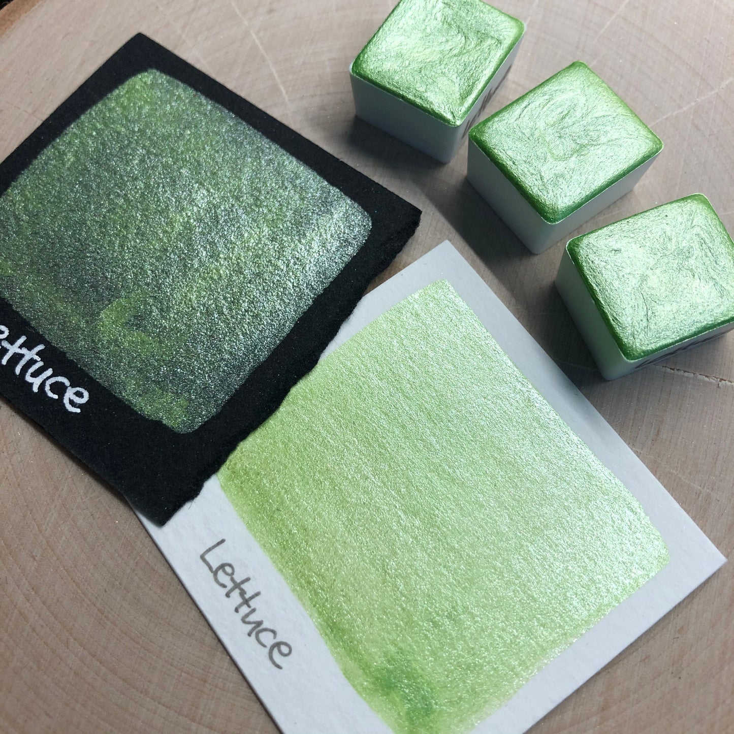 Lettuce green watercolor paints half pans