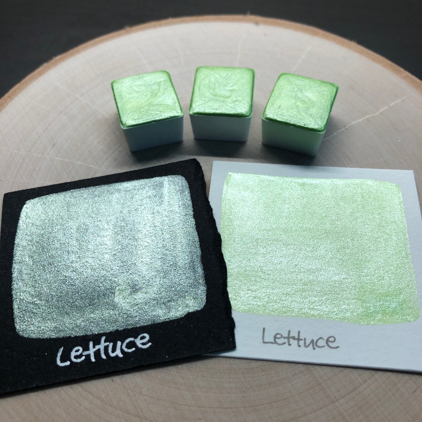 Lettuce green watercolor paints half pans