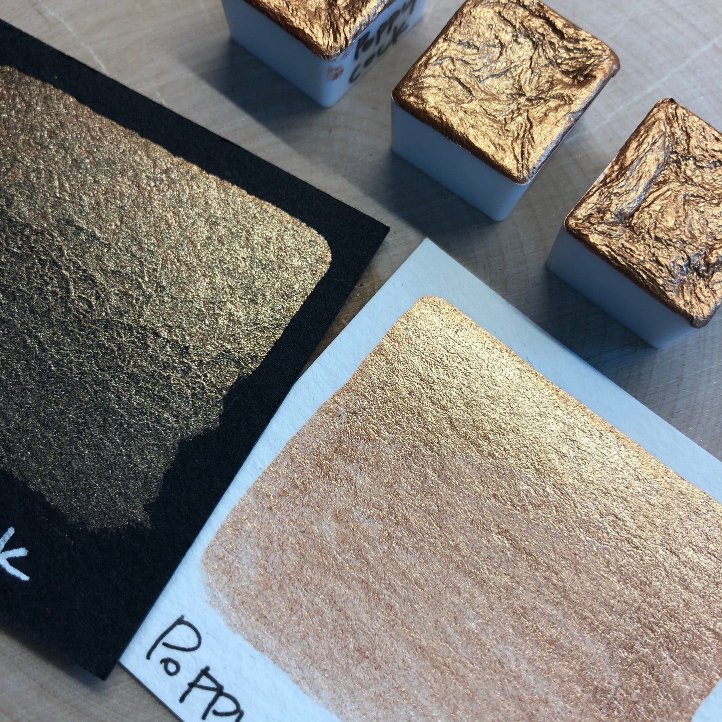 Poppycock gold watercolor paints half pan