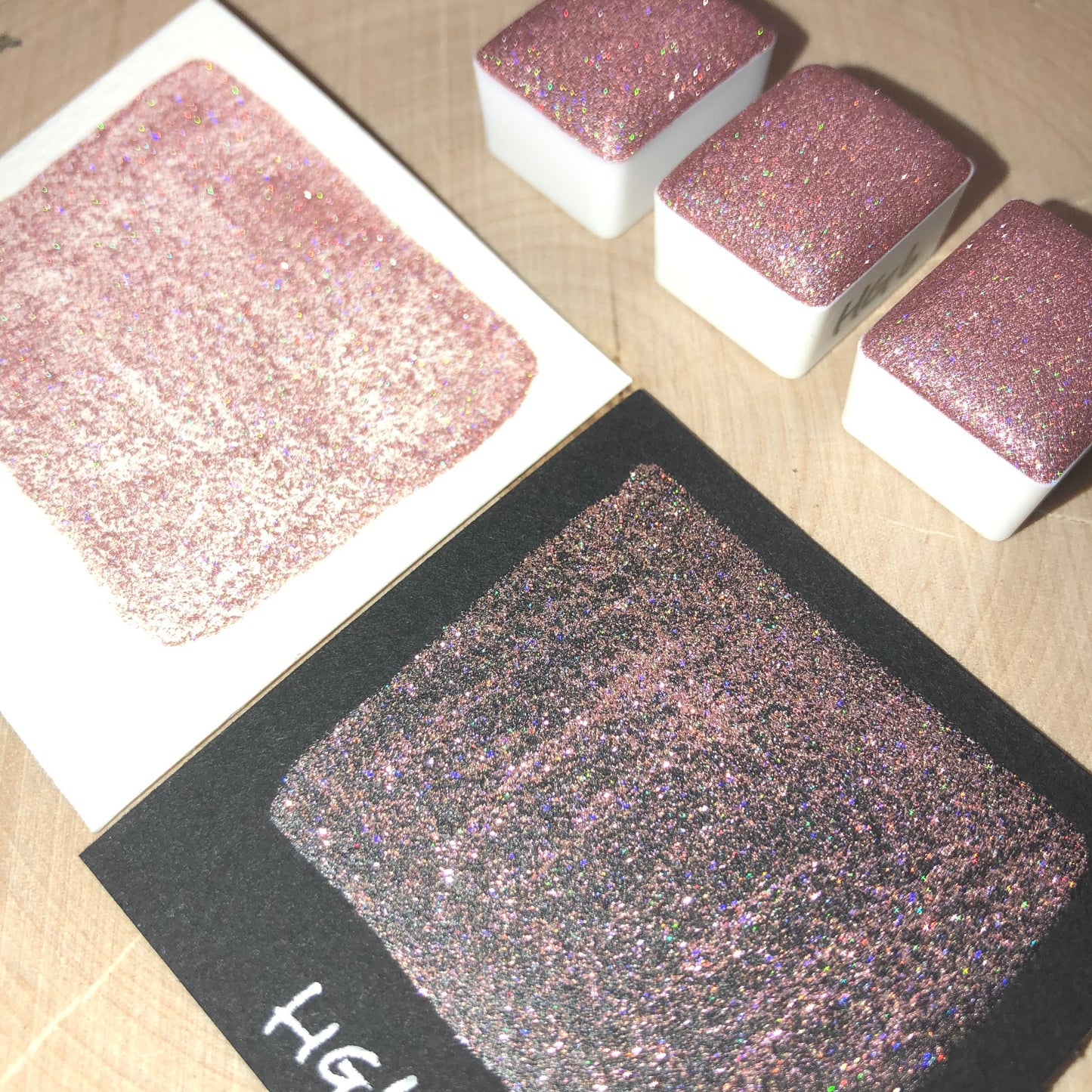 HG6 Holo Glitter Handmade watercolor paints holographic half pan
