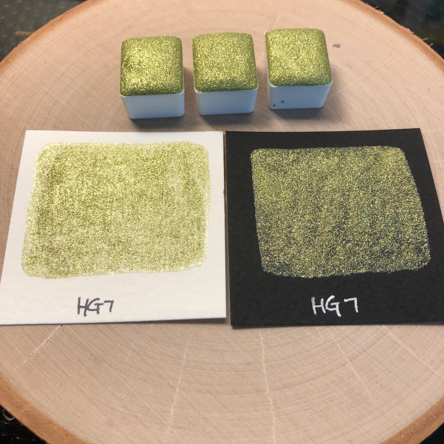 HG7 Holo Glitter Handmade watercolor paints holographic half pan