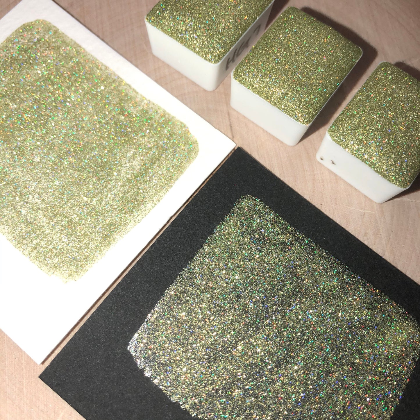 HG7 Holo Glitter Handmade watercolor paints holographic half pan