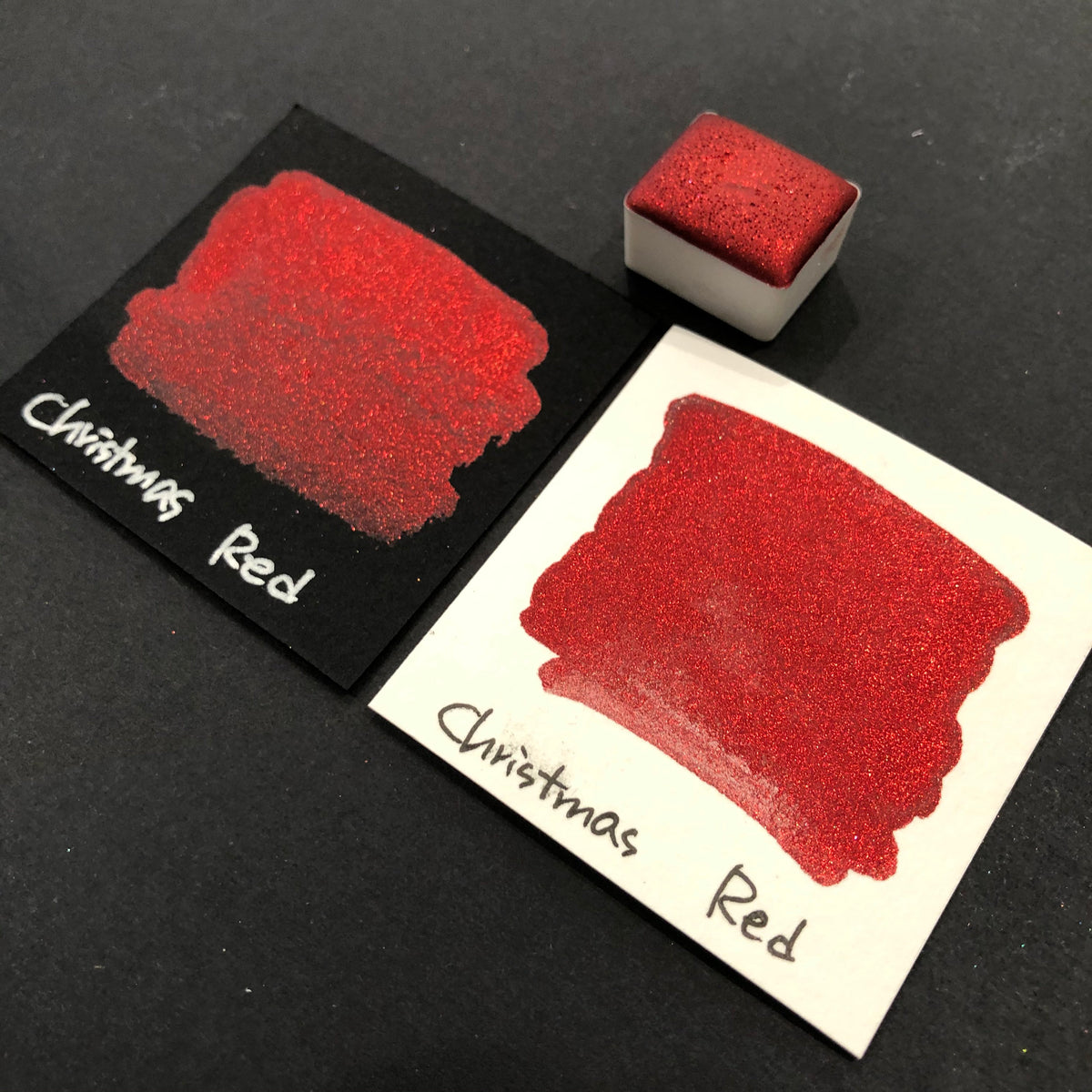 Red Christmas Chrome watercolor paint half pan – IUILE