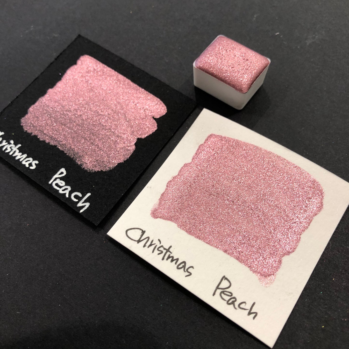 Peach Christmas Chrome watercolor paint half pan