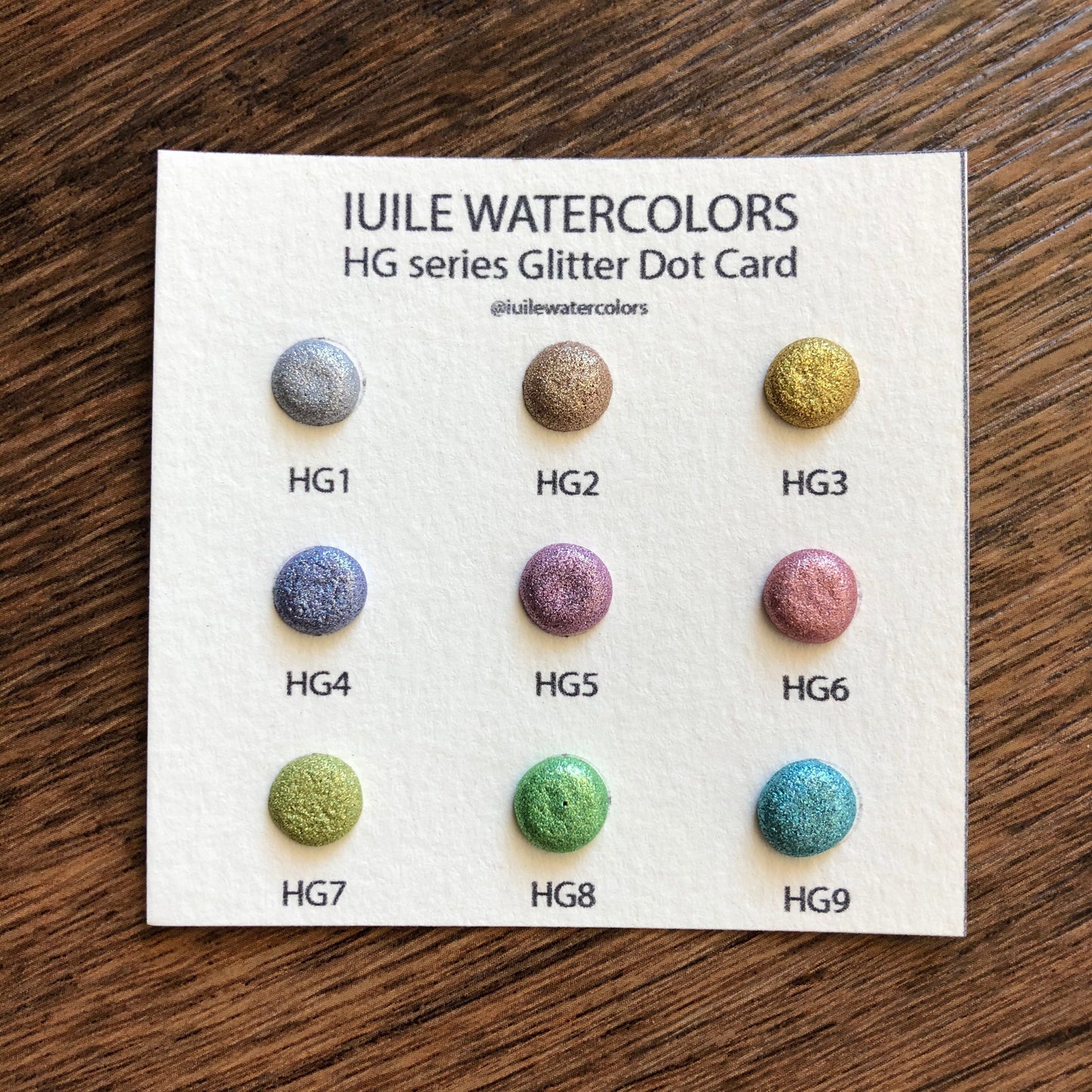 HG Dot Card Tester Sampler Watercolor Shimmer Glittery Paints