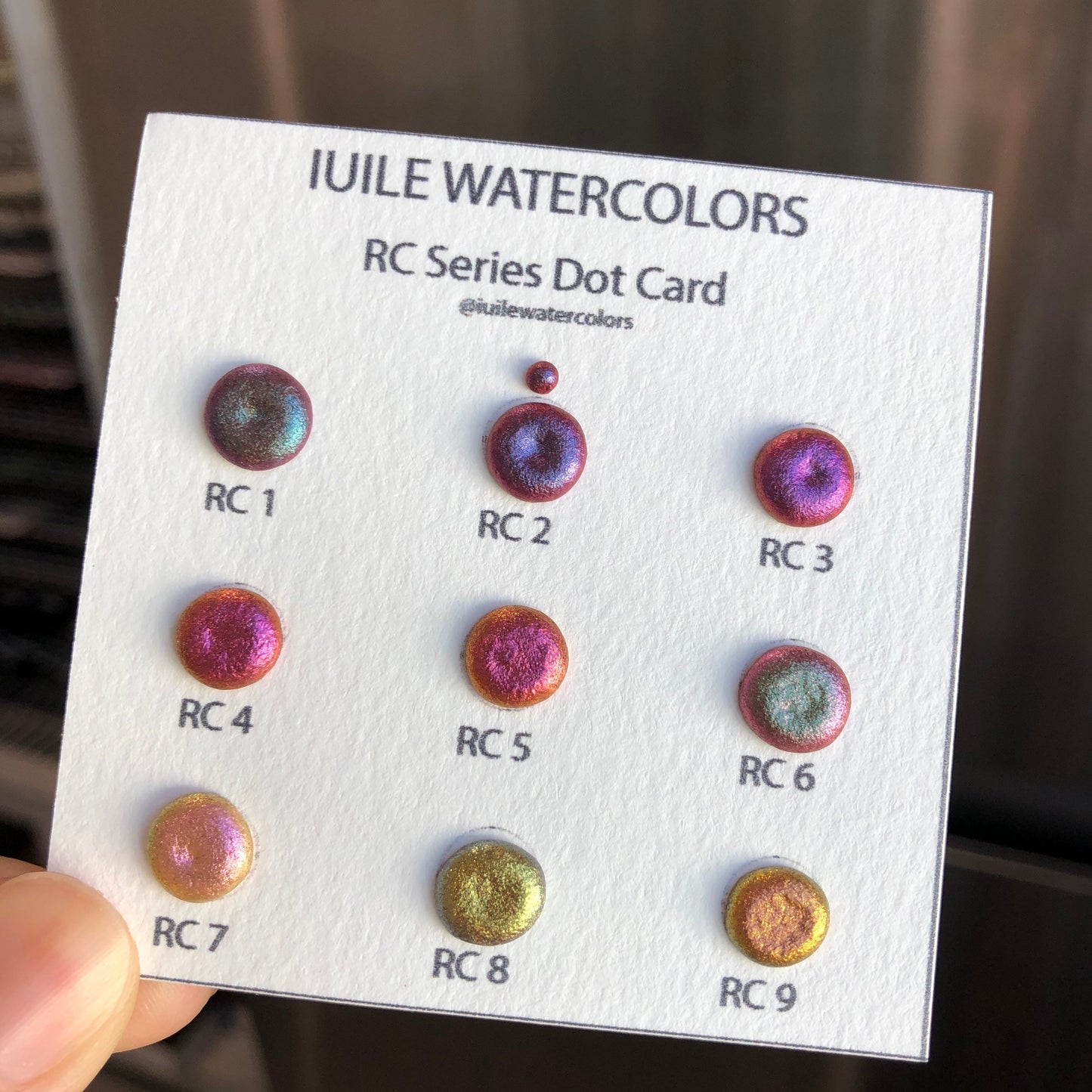 RC Dot Card Tester Sampler Watercolor Shimmer Glittery Paints