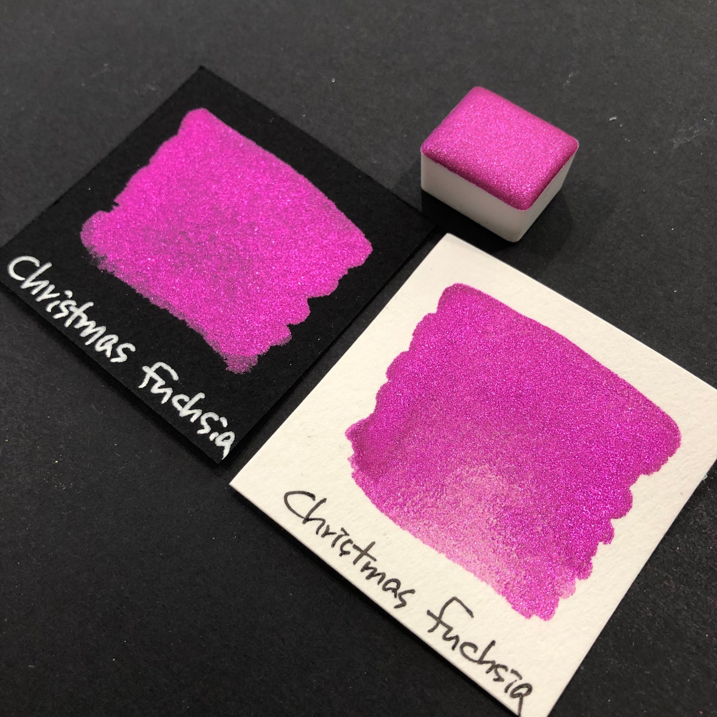 Fuchsia Christmas Chrome watercolor paint half pan