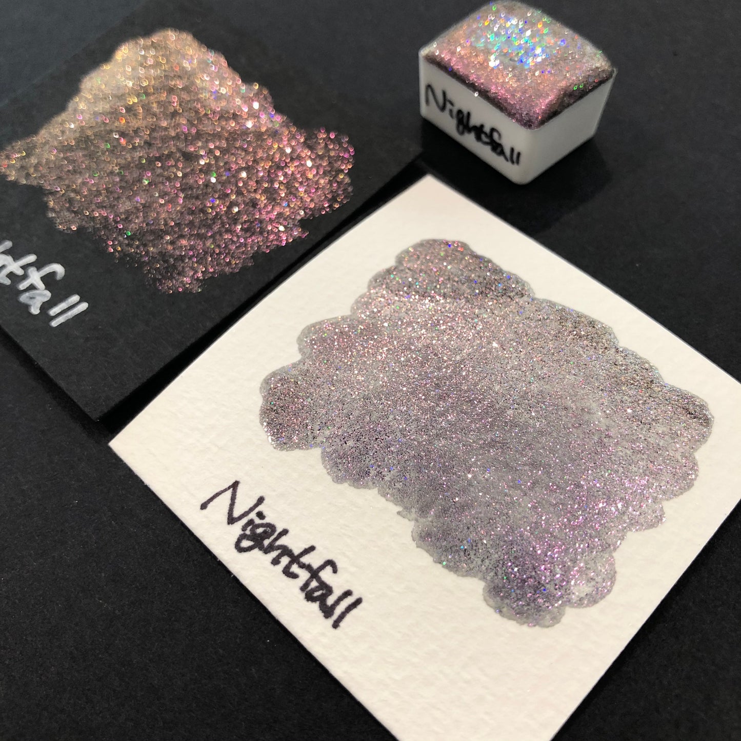 Half Night Series set Handmade Glittery Hologram shimmer watercolor Paint by iuilewatercolors