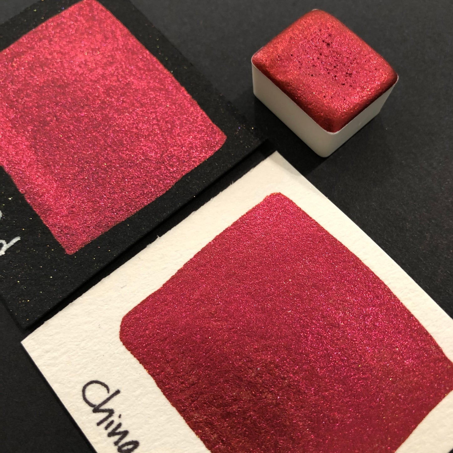 China Red watercolor paints half pans