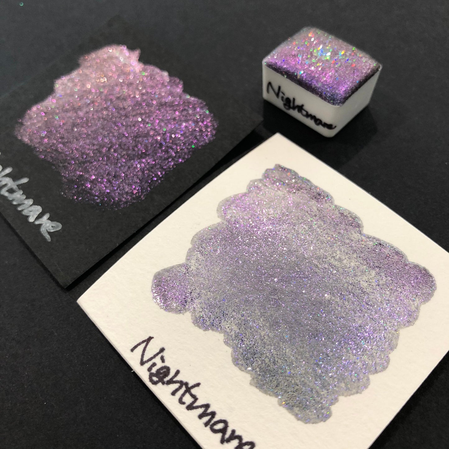 Quarter Night Series set Handmade Glittery Hologram shimmer watercolor Paint by iuilewatercolors