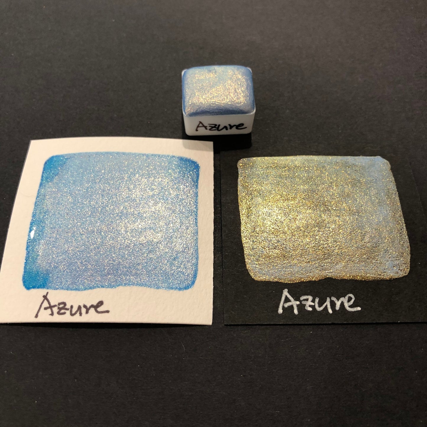 Azure blue watercolor paints Half pan