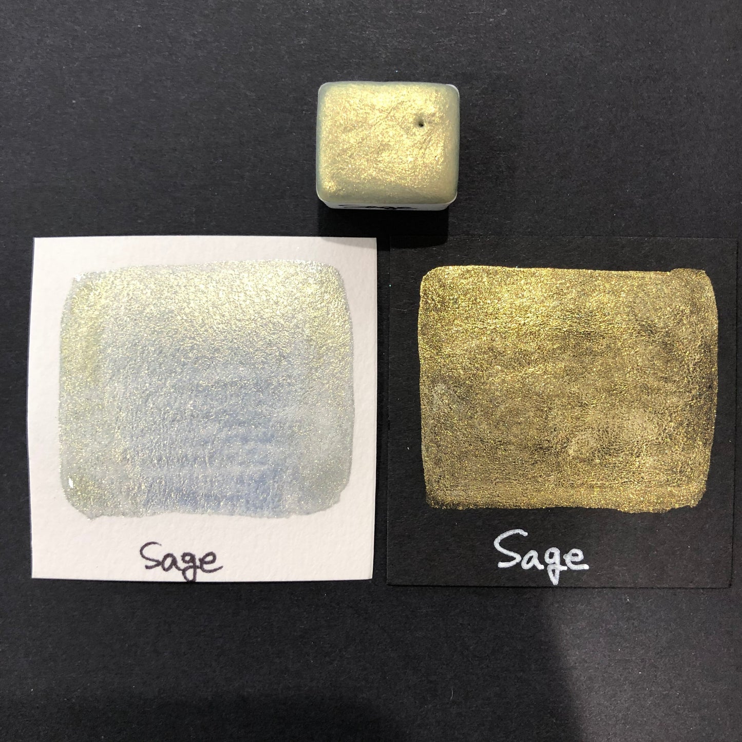 Sage green gold watercolor paints Half pan
