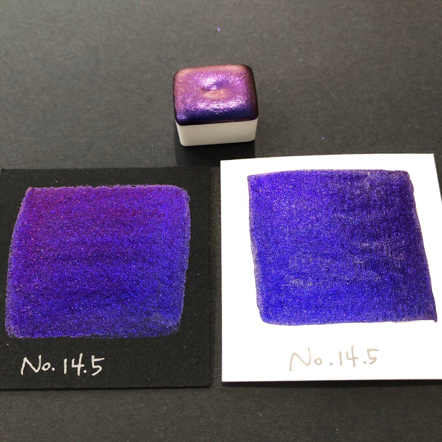 No. 14.5 Shiny handmade colorshift watercolor paints Half pan