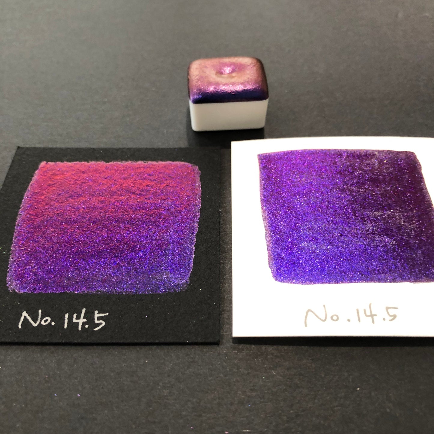 No. 14.5 Shiny handmade colorshift watercolor paints Half pan