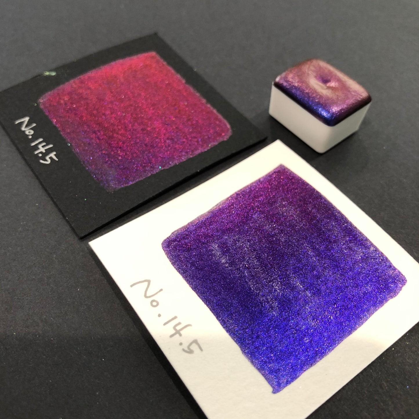 No. 14.5 Shiny handmade colorshift watercolor paints Half pan