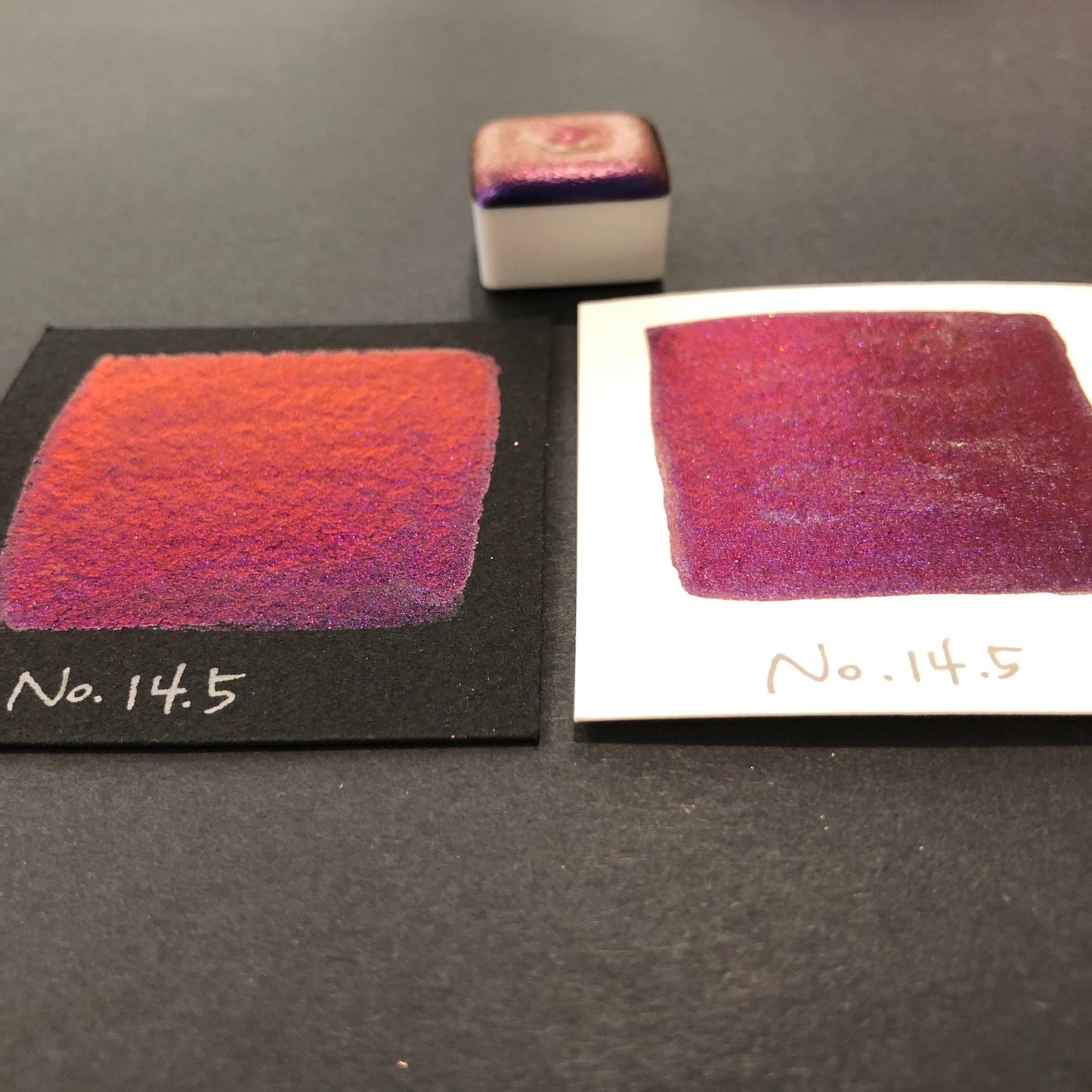 No. 14.5 Shiny handmade colorshift watercolor paints Half pan