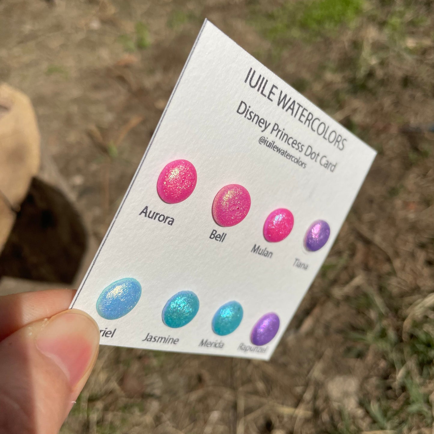 Disney princess Dot Card Tester Sampler Watercolor Shimmer Glittery Paints