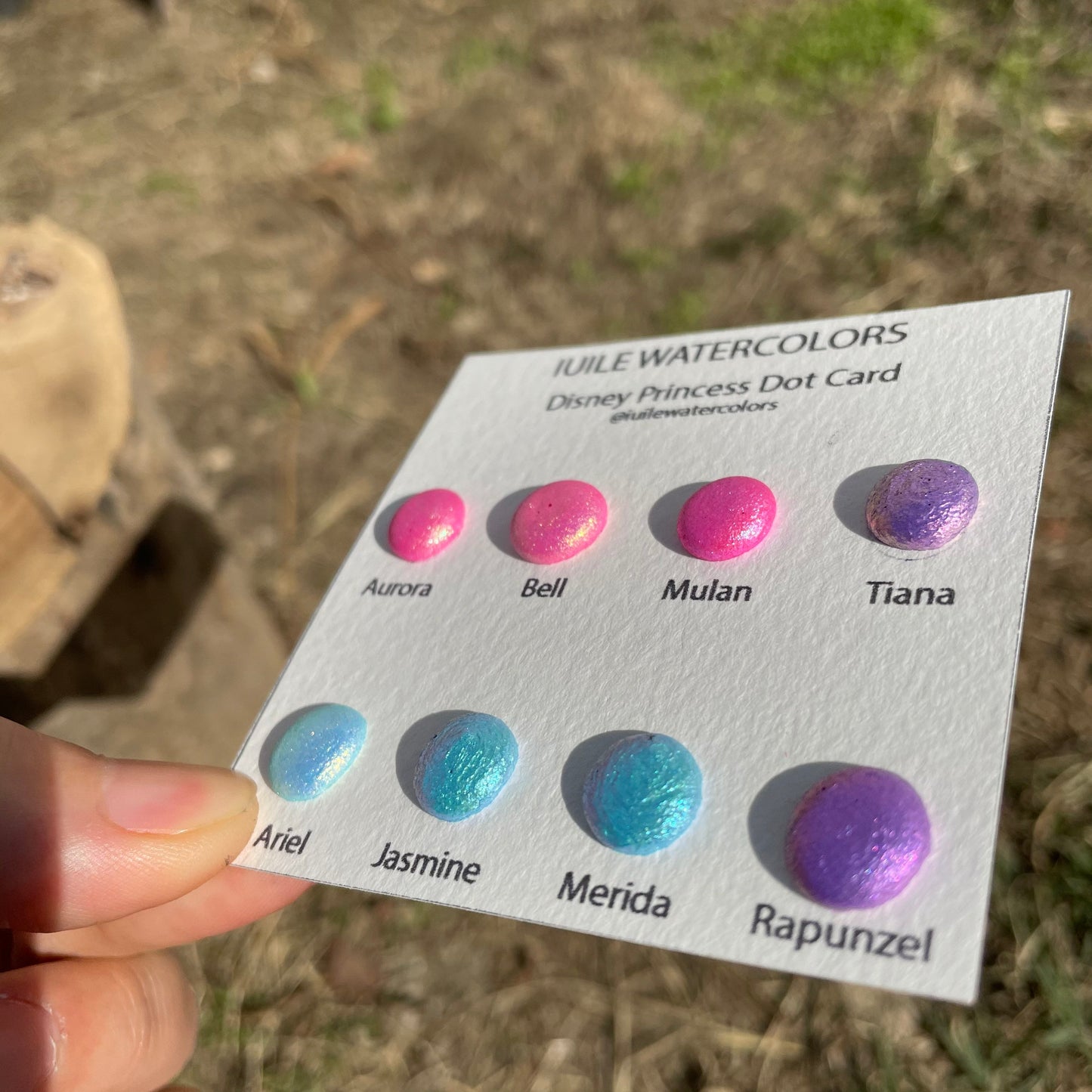 Disney princess Dot Card Tester Sampler Watercolor Shimmer Glittery Paints