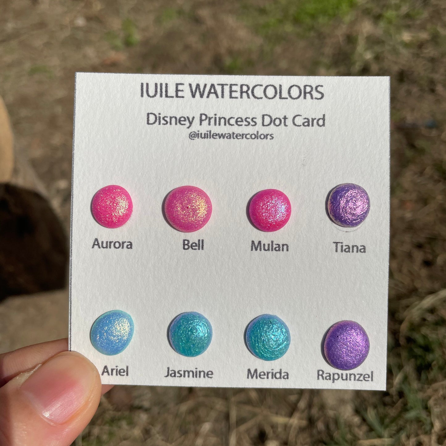 Disney princess Dot Card Tester Sampler Watercolor Shimmer Glittery Paints