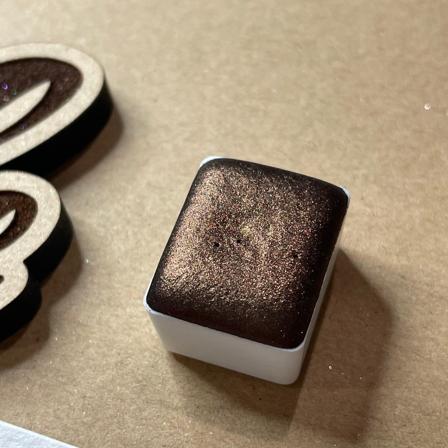 Brown Christmas Chrome watercolor paint half pan