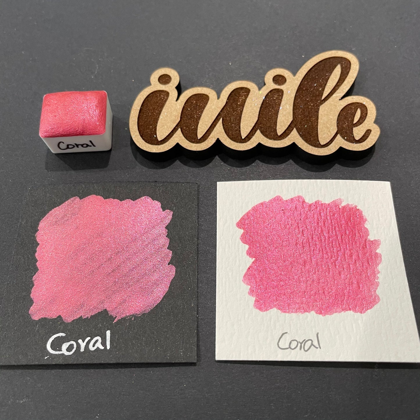 Coral pink watercolor paints Half pans
