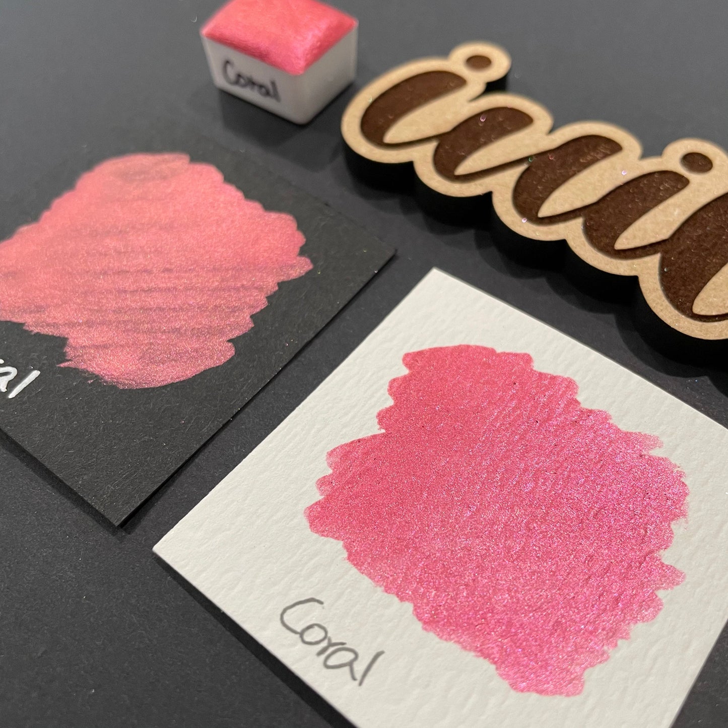 Coral pink watercolor paints Half pans